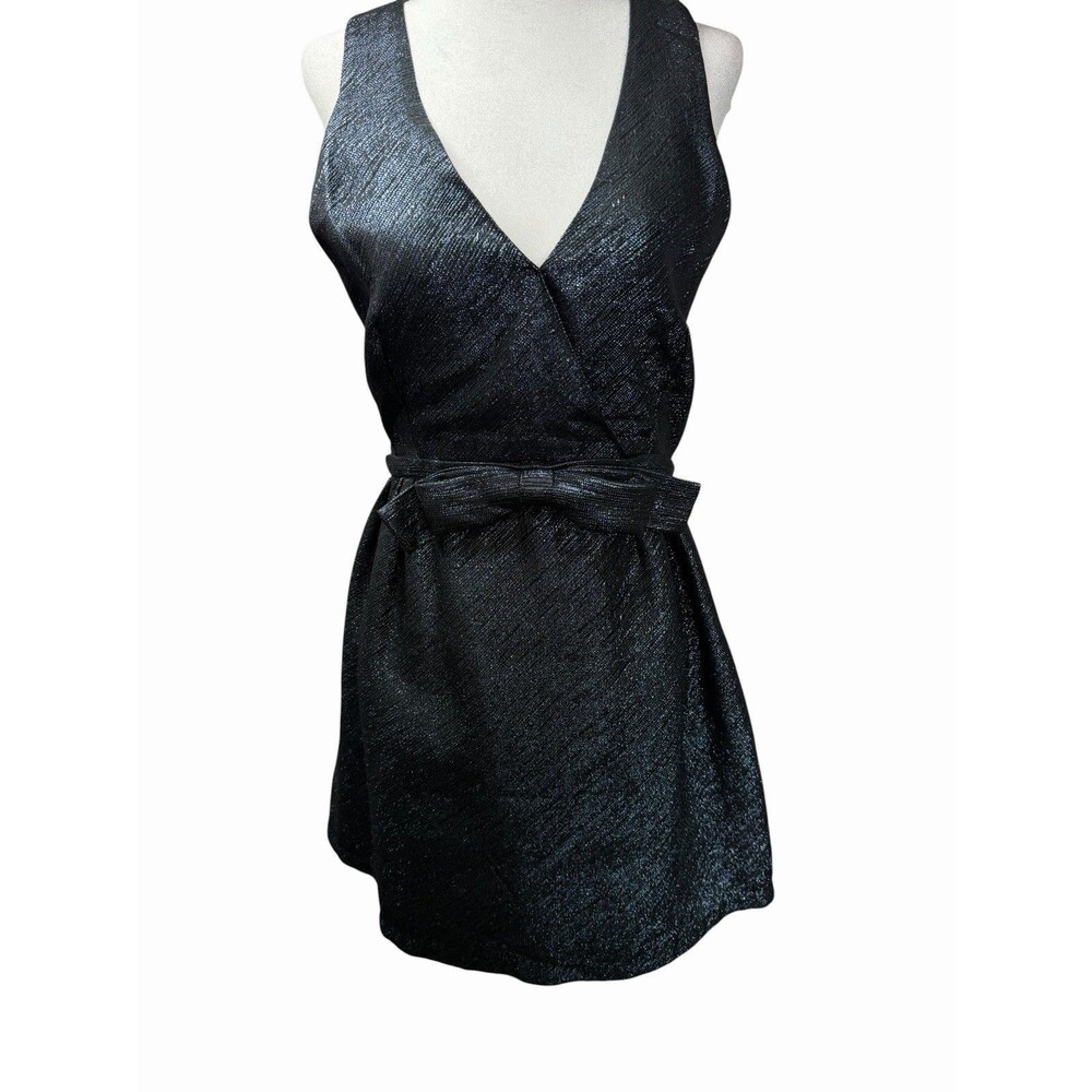 Parker Claudette Metallic Shimmer Fit & Flare Cocktail Dress - Size S Gunmetal - Picture 4 of 10
